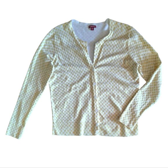 Merona Yellow White Patterned Button Front Cardigan Sweater XXL - Picture 6 of 12